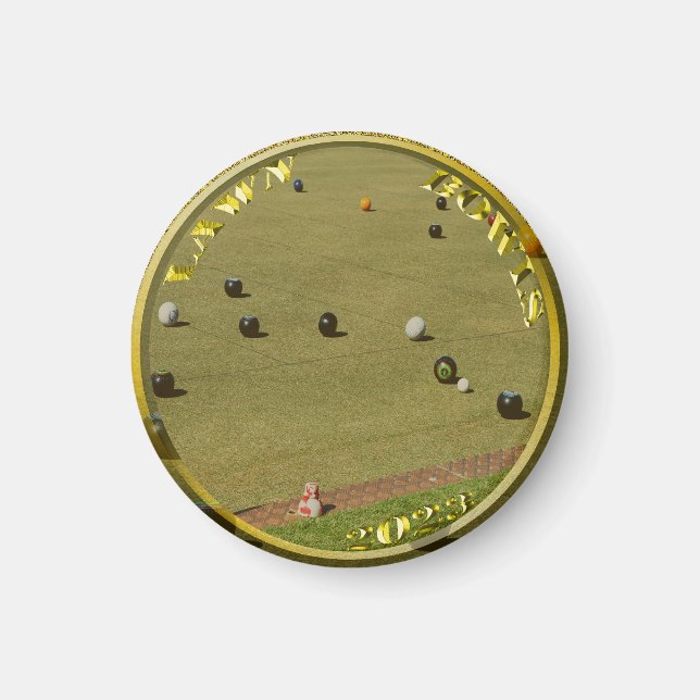 Gold Lawn Bowls 2023 Designed Coin, Magnet (Front)