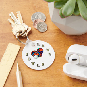 Gold Lawn Bowls Lettering And Bowls, Keyring