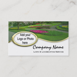 Gold Lawn Landscaping Logo Photo Business Cards