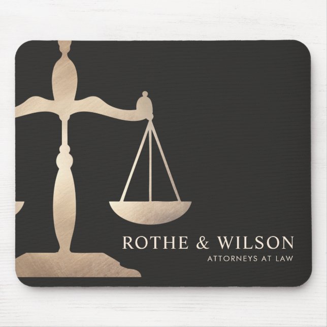 Gold Lawyer Scales of Justice Dark Brown Mouse Pad (Front)
