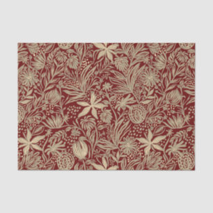 Gold Lazy Floral Pattern on Deep Red Tissue Paper