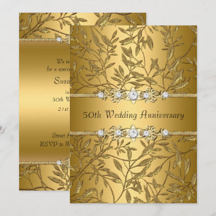 Gold Leaf 50th Wedding Anniversary Invite