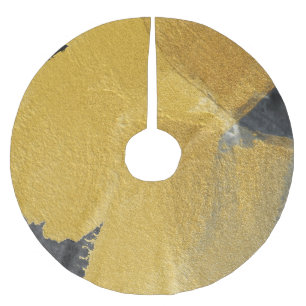 Gold leaf, abstract black design brushed polyester tree skirt