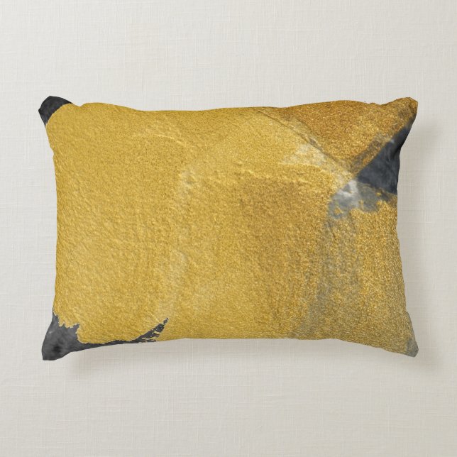 Gold leaf, abstract black design decorative cushion (Front)