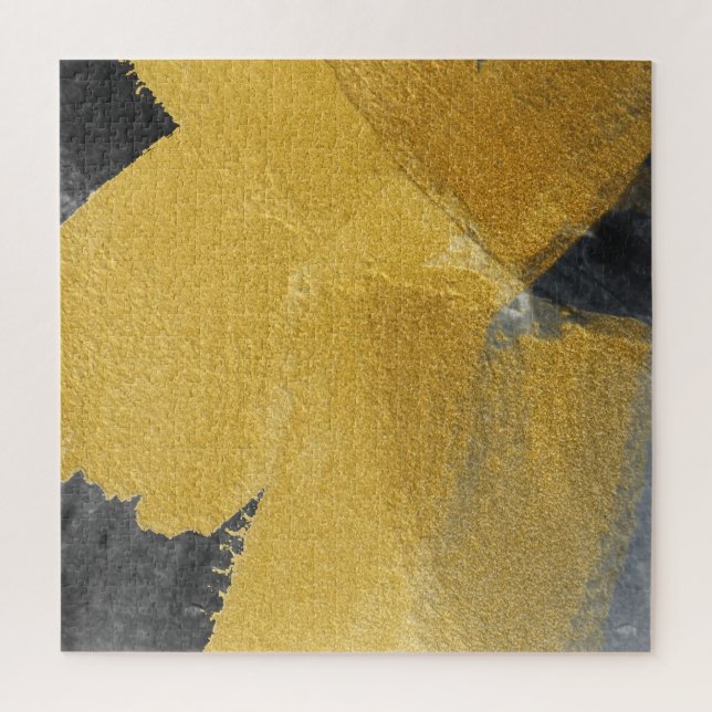 Gold leaf, abstract black design jigsaw puzzle (Vertical)