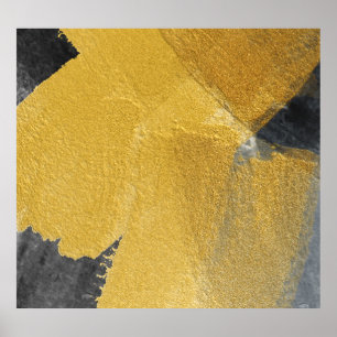Gold leaf, abstract black design poster