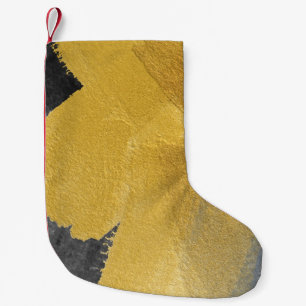 Gold leaf, abstract black design small christmas stocking
