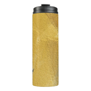 Gold leaf, abstract black design thermal tumbler