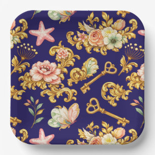 Gold Leaf Acanthus Paper Plate