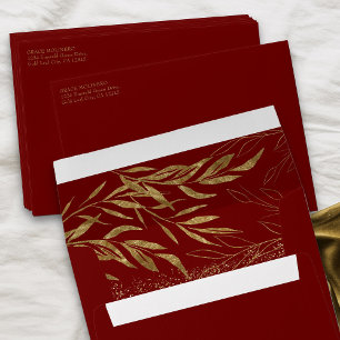 Gold Leaf and Confetti Red Invitation Envelope