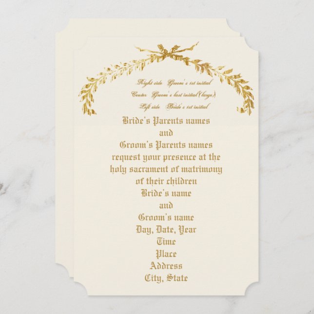 Gold Leaf Arch Wedding Invitation (Front/Back)