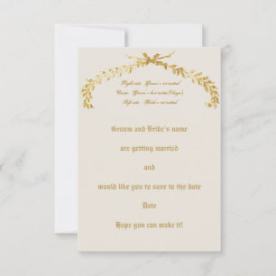Gold Leaf Arch Wedding Save the Date Announcement