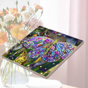 Gold Leaf  Butterfly Ceramic Tile