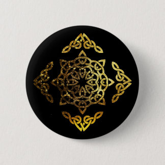 Gold Leaf Celtic Knot 6 Cm Round Badge