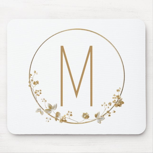Gold Leaf Circle Minimalist Mouse Pad (Front)