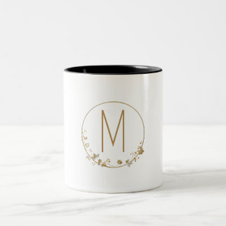 Gold Leaf Circle Minimalist Two-Tone Coffee Mug