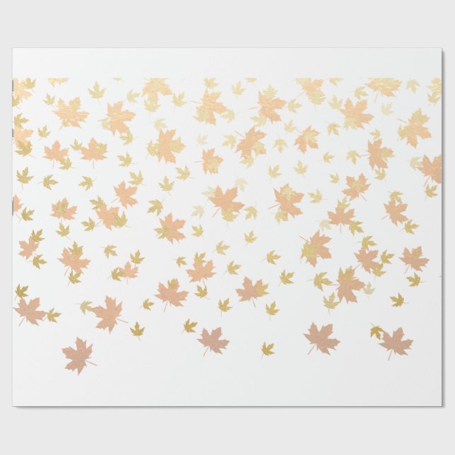 Gold Leaf Confetti on Clear Background Wrapping Paper (Flat)