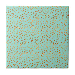 Gold Leaf Confetti pattern on Mint Tile