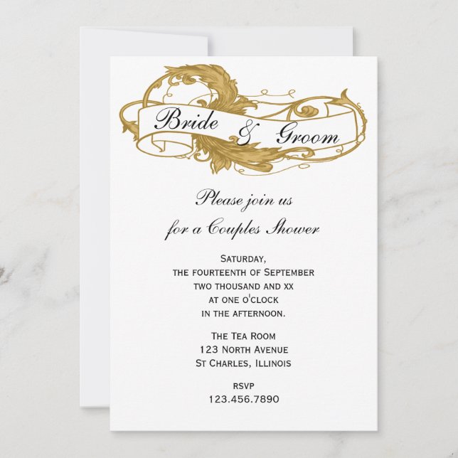 Gold Leaf Couples Wedding Shower Invitation (Front)