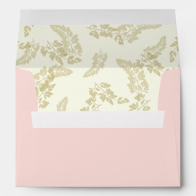 Gold Leaf Design Blush Pink and Ivory Envelope (Back (Bottom))
