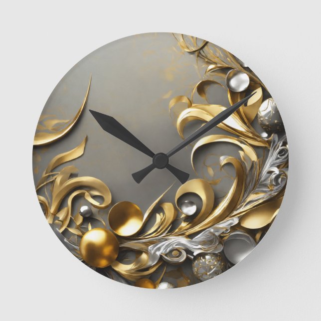 Gold leaf design  round clock (Front)