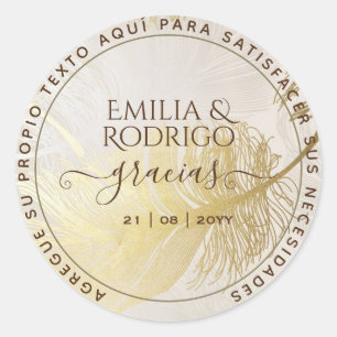   Gold Leaf Español Boda Gracias Boda Gracias Classic Round Sticker