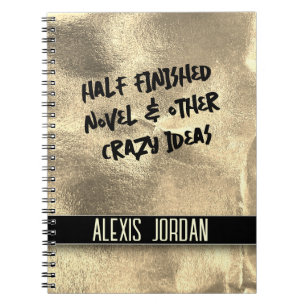 Gold Leaf Fantasy Black and White Graffiti Notebook