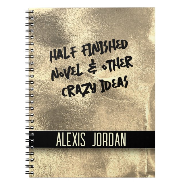 Gold Leaf Fantasy Black and White Graffiti Notebook (Front)
