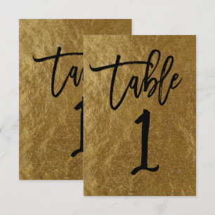 Gold Leaf Foil Modern Script Table Number 1
