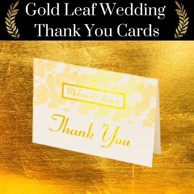 Gold Leaf Foliage Wedding Thank You Foil Card (Elegant Gold Leaf Wedding Thank You Cards)
