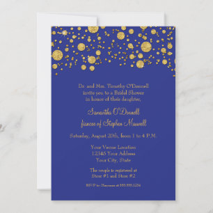 Gold Leaf Glitter Confetti Dots Bridal Shower Invitation