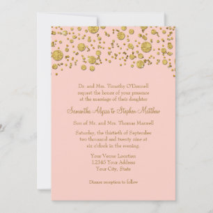 Gold Leaf Glitter Confetti Dots Elegant Wedding Invitation