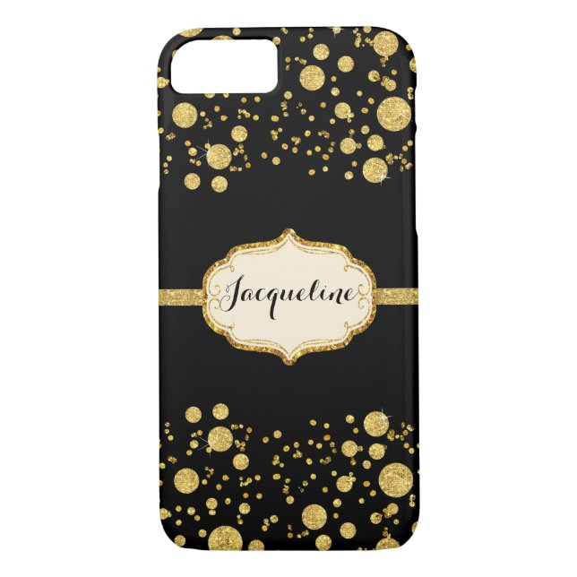 Gold Leaf Glitter Confetti Polka Dots Sparkle Case-Mate iPhone Case (Back)
