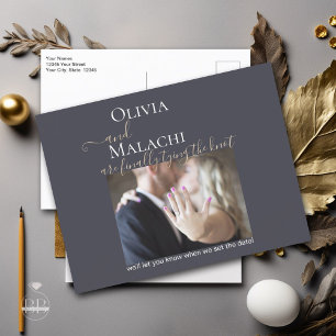 Gold Leaf Impasto Noir  Announcement Postcard