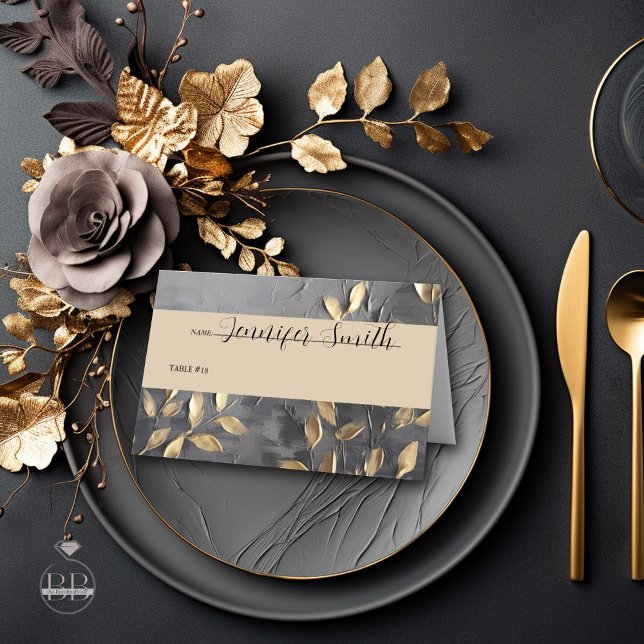 Gold Leaf Impasto Noir  Place Card (Creator Uploaded)