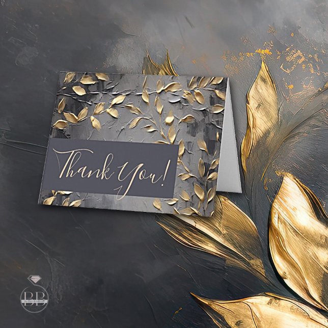 Gold Leaf Impasto Noir  Thank You Card (Creator Uploaded)