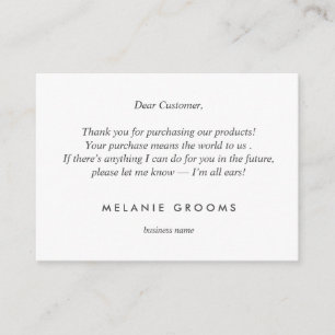 Gold leaf logo Purple Thank you for your purchase Enclosure Card