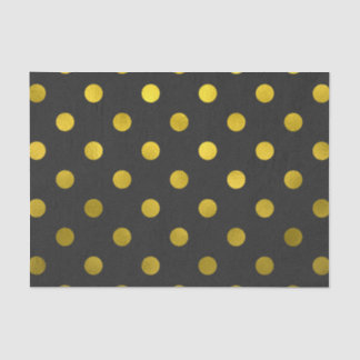 Gold Leaf Metallic Faux Foil Large Polka Dot Black Tissue Paper