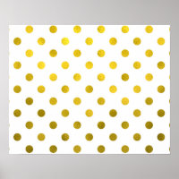 Gold Leaf Metallic Faux Foil Small Polka Dot White