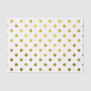 Gold Leaf Metallic Faux Foil Small Polka Dot White Tissue Paper