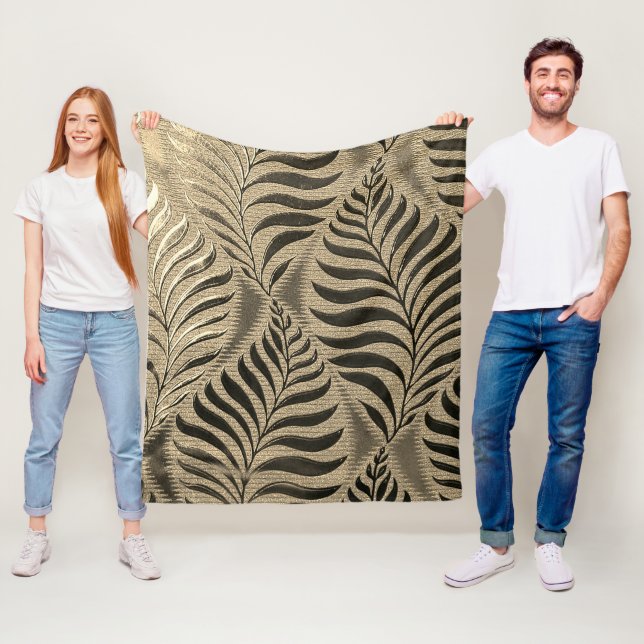 Gold Leaf Motif Fleece Blanket (In Situ)