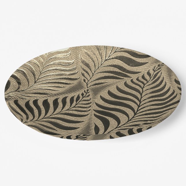 Gold Leaf Motif Paper Plate (Angled)