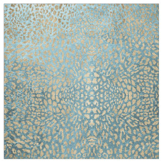 Gold Leaf on Blue Leopard Fabric