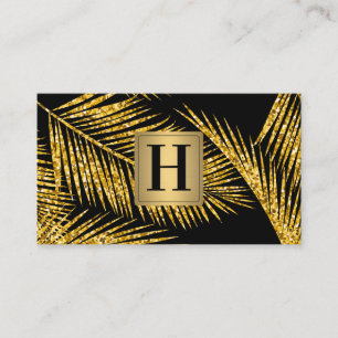 Gold Leaf Pattern Floral Elements Business Card