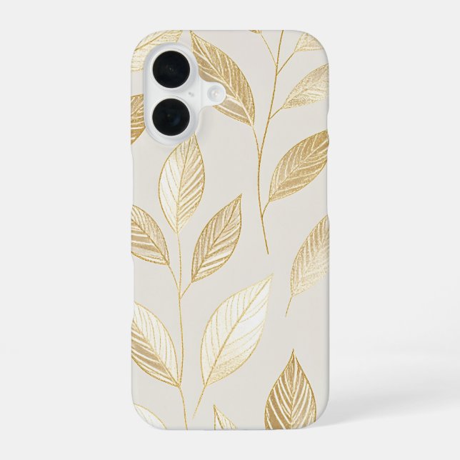 Gold Leaf Pattern iPhone 16 Case (Back)
