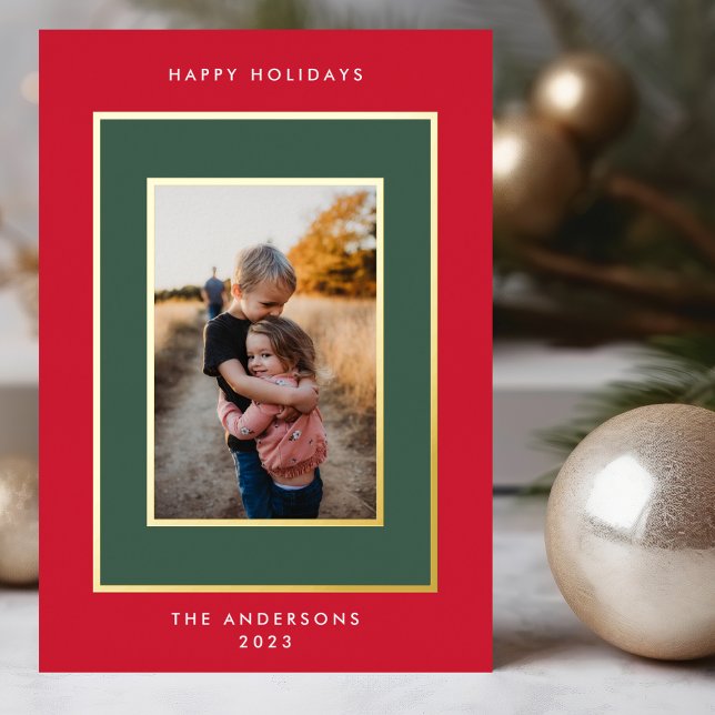 Gold Leaf Pressed Elegant Christmas Frames | Photo Foil Holiday Card (Creator Uploaded)
