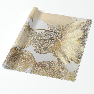 Gold Leaf Print Holiday Wrapping Paper