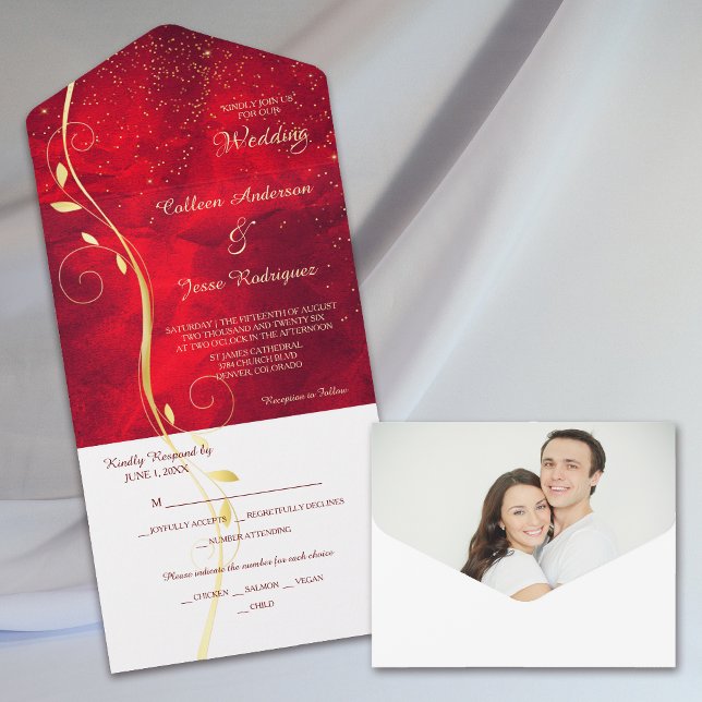 Gold Leaf Red Photo Template All in One Wedding (Creator Uploaded)