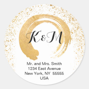 Gold Leaf Spray Postage & Stationary Classic Round Sticker