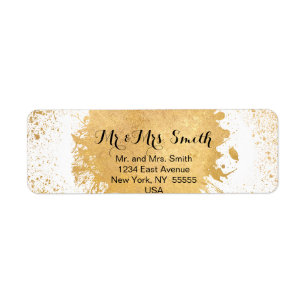 Gold Leaf Spray Postage & Stationary Return Address Label